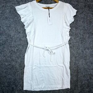 Z Supply Capri Dress Womens Medium White Ruffle Soft Clean Girl Boho Tie Waist